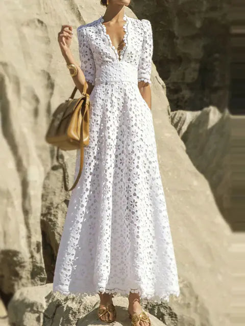 Elegant Dress For Women Crochet Maxi Dress