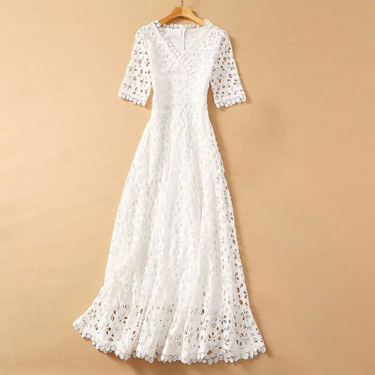 Elegant Dress For Women Crochet Maxi Dress